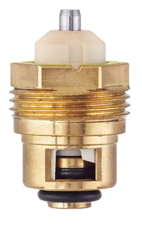 Thermostat-Oberteil mit metallischer Basis und Kunststoffbestandteilen. Teil der Heizungssteuerung von IMI Hydronic Engineering.